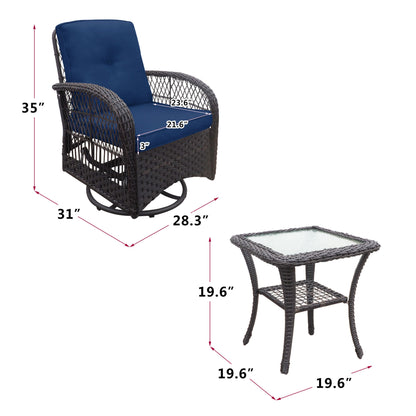 Juego de Sillas Giratorias de Ratán para Exterior con Mesa