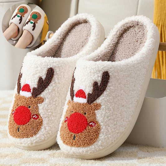 Pantuflas Navideñas de Invierno – Diseño de Reno y Extra Suaves