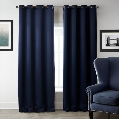 Cortinas de Tela Impresa para Dormitorio – Blackout Azul Oscuro, Estilo Moderno