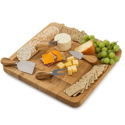 Set de Tabla de Cortar de Queso de Bambú