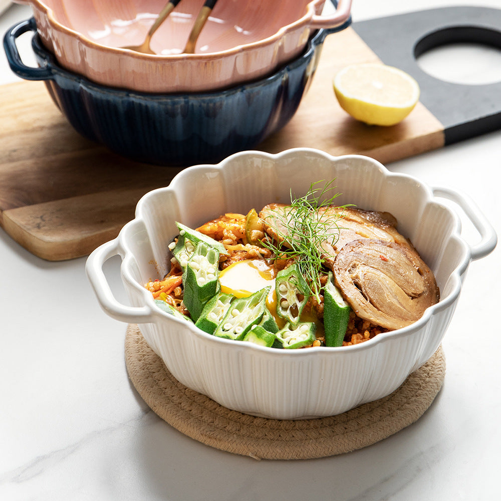 Bowl Cerámico Grande con Manijas Binaurales para Ensalada