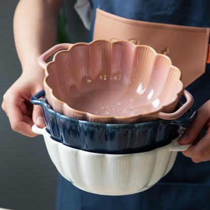 Bowl Cerámico Grande con Manijas Binaurales para Ensalada