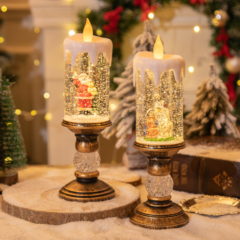 Luces de Navidad con Diseño de Velas y Escenas Festivas