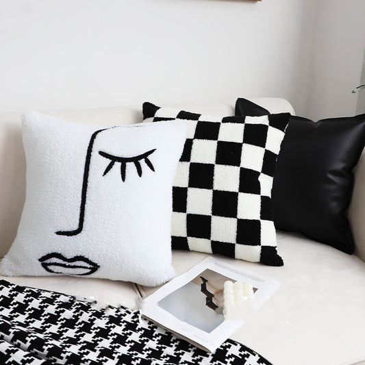 Almohada Tablero Blanco y Negro de Cuadros