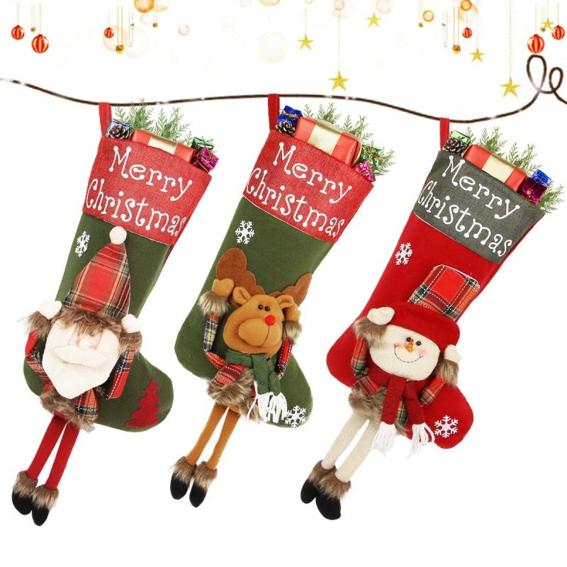 Juego de Calcetines Grandes de Navidad - Decoraciones Navideñas con Diseño 3D de Peluche