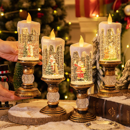 Luces de Navidad con Diseño de Velas y Escenas Festivas