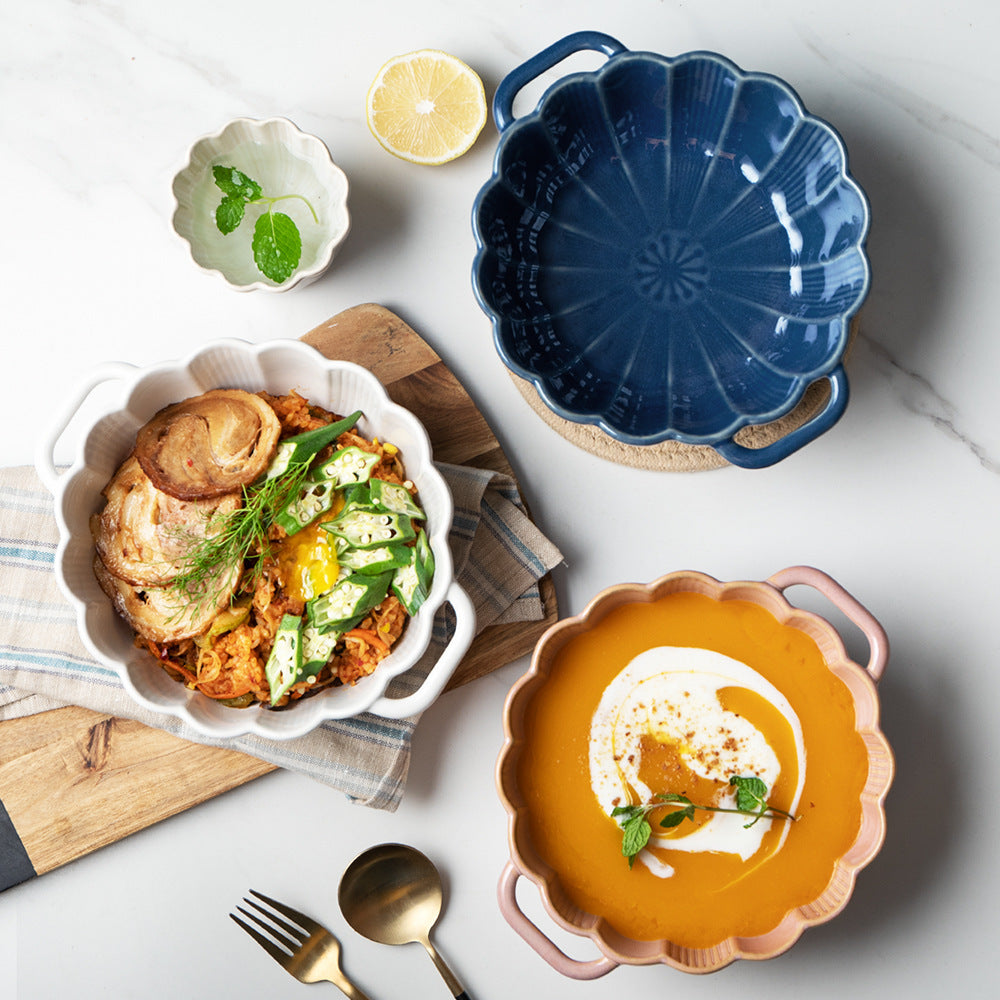 Bowl Cerámico Grande con Manijas Binaurales para Ensalada