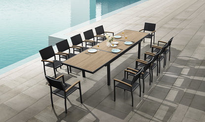 Set de Comedor para Exterior con Mesa Extensible y Sillas Apilables